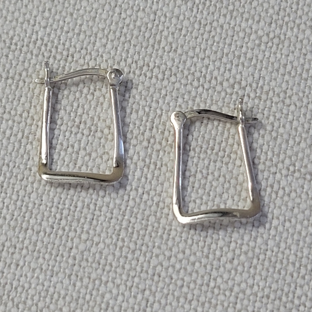 Sterling silver dainty square hoops